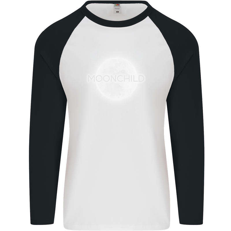 Moonchild Cancer Zodiac Mens L/S Baseball T-Shirt White/Black