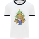Christmas T-Rex & Unicorn Funny Xmas Gift Mens Ringer T-Shirt White/Black