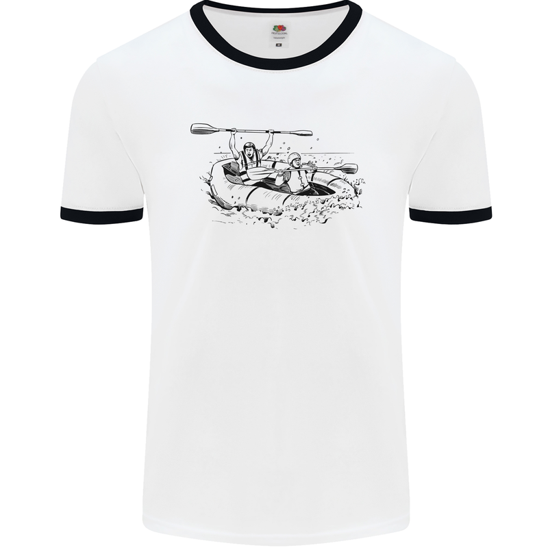 Dinghy Rapids White Water Rafting Whitewater Mens Ringer T-Shirt White/Black