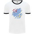 Torn Tuvalu Flag Tuvaluan Day Football Mens Ringer T-Shirt White/Black