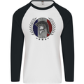 French Bodybuilding Flag Gym Training France Mens L/S Baseball T-Shirt White/Black