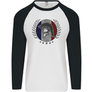 French Bodybuilding Flag Gym Training France Mens L/S Baseball T-Shirt White/Black