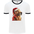 Christmas Golden Retriever Dog Xmas Mens Ringer T-Shirt White/Black