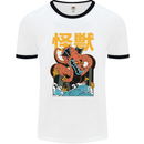 Kaiju Dragon King Ghidorah Japanese Monster Mens Ringer T-Shirt White/Black