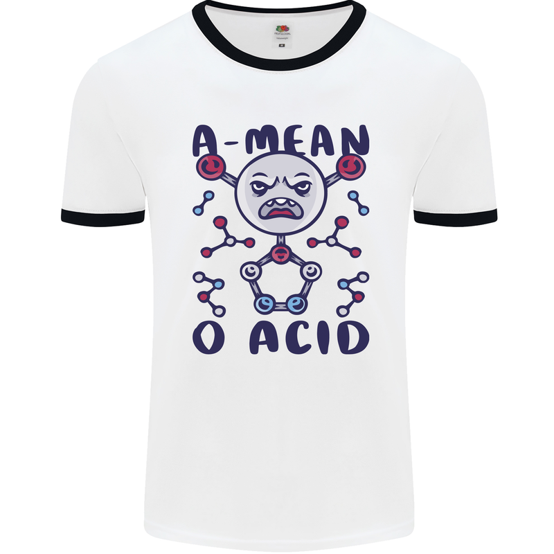 A Mean O Acid Funny Angry Biology Mens Ringer T-Shirt White/Black