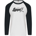 Swinger Funny Baseball Softball Mens L/S Baseball T-Shirt White/Black