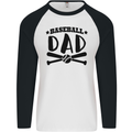 Fathers Day Baseball Dad Funny Mens L/S Baseball T-Shirt White/Black