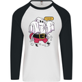 Funny Santa Ghost Christmas Halloween Mens L/S Baseball T-Shirt White/Black