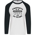 20th Wedding Anniversary 20 Year Funny Wife Mens L/S Baseball T-Shirt White/Black