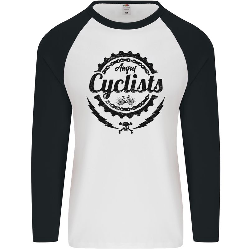 Angry Cyclist Cyclist Funny Bicycle Bike Mens L/S Baseball T-Shirt White/Black