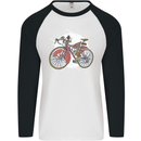 Cycling Steampunk Bicycle Bike Cyclist Mens L/S Baseball T-Shirt White/Black