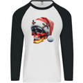 German Christmas Skull Xmas Germany Flag Mens L/S Baseball T-Shirt White/Black