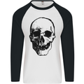 Human Skull Mens L/S Baseball T-Shirt White/Black