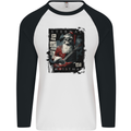 Eternal Spirit of Christmas Skull Guitar Rock Music Mens L/S Baseball T-Shirt White/Black