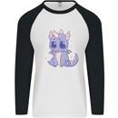 Cute Kawaii Baby Dragon Mens L/S Baseball T-Shirt White/Black