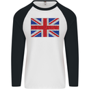 Mosaic Union Jack Flag Great Britain UK Mens L/S Baseball T-Shirt White/Black