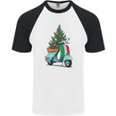 Christmas Scooter Xmas MOD Moped Mens S/S Baseball T-Shirt White/Black