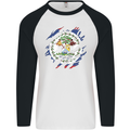 Torn Belize Flag Belizean Day Football Mens L/S Baseball T-Shirt White/Black