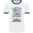 Christmas in July Summer Santa Clause Beach Mens Ringer T-Shirt White/Black