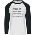 Hustler Definition Entrepreneur Hustle Mens L/S Baseball T-Shirt White/Black