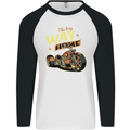 Long Way Home Motorcycle Chopper Biker Mens L/S Baseball T-Shirt White/Black