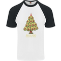 Avocado Christmas Tree Xmas Funny Food Mens S/S Baseball T-Shirt White/Black