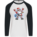 Rock n Roll Santa Electric Guitar Christmas Xmas Mens L/S Baseball T-Shirt White/Black