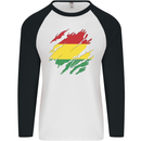 Torn Bolivia Flag Bolivian Day Football Mens L/S Baseball T-Shirt White/Black