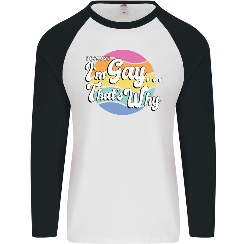Proud To Be Gay LGBT Pride Awareness Mens L/S Baseball T-Shirt White/Black