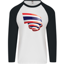 Curled Thailand Flag Thai Day Football Mens L/S Baseball T-Shirt White/Black