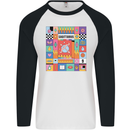 A Vibrant Sagittarius Star Sign Zodiac Mens L/S Baseball T-Shirt White/Black