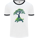 Abstract Tortoise Tree Mens Ringer T-Shirt White/Black