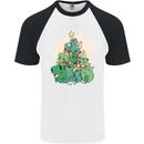 Christmas Dinosaur Xmas Tree T-Rex Funny Mens S/S Baseball T-Shirt White/Black