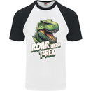 Roar Like a T-Rex Dinosaur Mens S/S Baseball T-Shirt White/Black