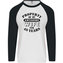 40th Wedding Anniversary 40 Year Funny Wife Mens L/S Baseball T-Shirt White/Black