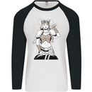 A Female Viking Shield Maiden Warrior Mens L/S Baseball T-Shirt White/Black