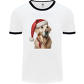 Christmas Golden Retriever Xmas Hat Dog Mens Ringer T-Shirt White/Black