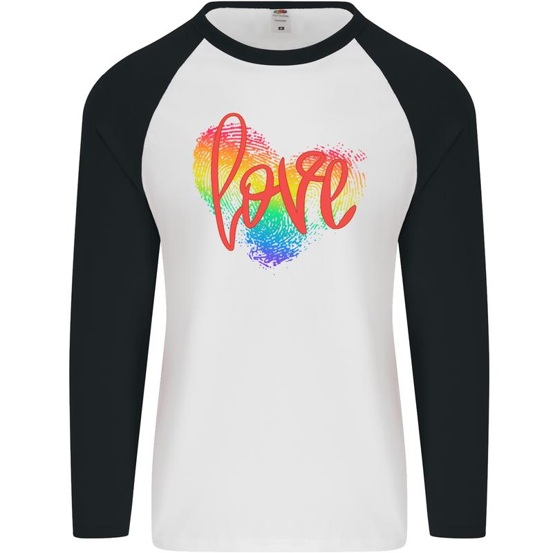 LGBT Love Gay Pride Day Awareness Mens L/S Baseball T-Shirt White/Black