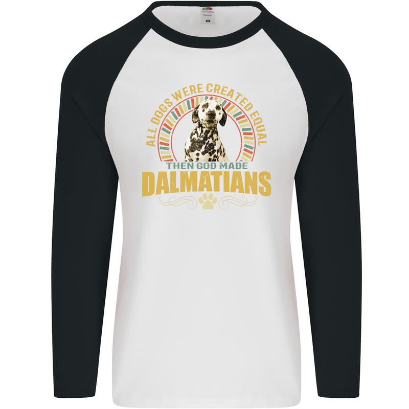 A Dalmatian Dog Mens L/S Baseball T-Shirt White/Black