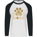 Easily Distracted By Dogs Funny ADHD Mens L/S Baseball T-Shirt White/Black