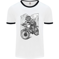 Downhill Mountain Biking DH Bike Cycling Mens Ringer T-Shirt White/Black