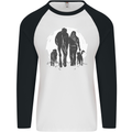 A Horse and Dogs Equestrian Riding Rider Mens L/S Baseball T-Shirt White/Black