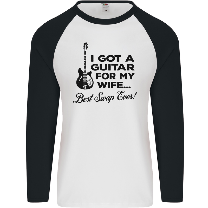 Guitar for My Wife Best Swap Ever Guitarist Mens L/S Baseball T-Shirt White/Black