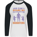 Dad With Two Daughters Funny Fathers Day Mens L/S Baseball T-Shirt White/Black