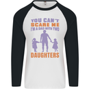 Dad With Two Daughters Funny Fathers Day Mens L/S Baseball T-Shirt White/Black