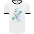 A Snowboarding Figure Snowboarder Mens Ringer T-Shirt White/Black