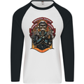 Motorbike Chopper Rebels Bikers Beers Mens L/S Baseball T-Shirt White/Black