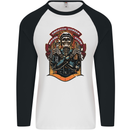 Motorbike Chopper Rebels Bikers Beers Mens L/S Baseball T-Shirt White/Black
