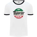 Superior Gasoline Biker Motorcycle Motorbike Mens Ringer T-Shirt White/Black