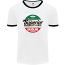 Superior Gasoline Biker Motorcycle Motorbike Mens Ringer T-Shirt White/Black